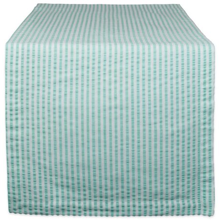 DESIGN IMPORTS 14 x 108 in. Aqua Seersucker Table Runner CAMZ38945